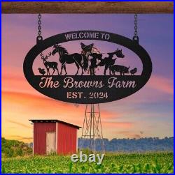 Custom Animals Farm Sign, Personalized Metal Farm Sign, Ranch Sign, Farmhouse Decor