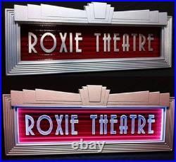 Custom Art Deco Vintage Style Lighted Home Theater Entrance Marquee Sign Custom Art Deco Vintage Style Lighted Home Theater Entrance Marquee Sign