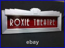 Custom Art Deco Vintage Style Lighted Home Theater Entrance Marquee Sign Custom Art Deco Vintage Style Lighted Home Theater Entrance Marquee Sign