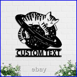 Custom Astronaut Cat Metal sign, Personalized Astronaut Cat wall, Space Ship Sign