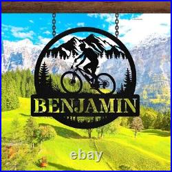 Custom Bike Metal Sign, Cycling Sign, Mountain Biking Sign, Personalized Biker Name