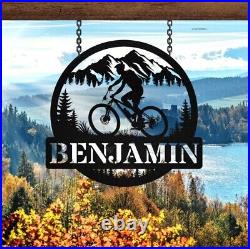 Custom Bike Metal Sign, Cycling Sign, Mountain Biking Sign, Personalized Biker Name