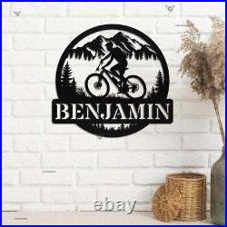 Custom Bike Metal Sign, Cycling Sign, Mountain Biking Sign, Personalized Biker Name