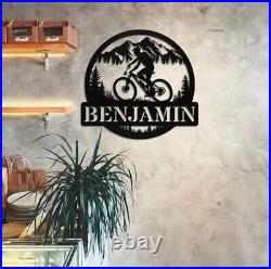 Custom Bike Metal Sign, Cycling Sign, Mountain Biking Sign, Personalized Biker Name