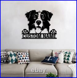 Custom Border Collie Metal Sign, Personalized Dog Name Sign, Dog House Decor