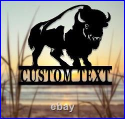 Custom Buffalo Metal Sign, Buffalo Bison Metal Wall Art, Personalized Buffalo Farm