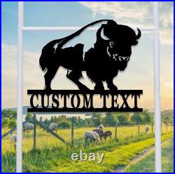 Custom Buffalo Metal Sign, Buffalo Bison Metal Wall Art, Personalized Buffalo Farm