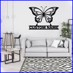 Custom Butterfly Metal Garden Sign, Butterfly Garden Wall Art, Garden Yard Decor