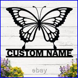 Custom Butterfly Metal Garden Sign, Butterfly Garden Wall Art, Garden Yard Decor