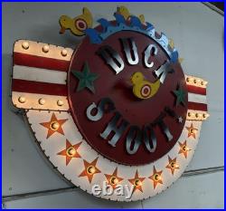 Custom Carnival Duck Shoot Kinetic Wall Art vintage metal light sign sculpture