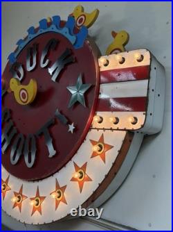 Custom Carnival Duck Shoot Kinetic Wall Art vintage metal light sign sculpture