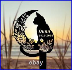 Custom Cat Grave Marker, Cat Memorial Stake, Personalized Cat Name Garden Stake