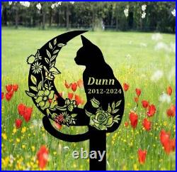 Custom Cat Grave Marker, Cat Memorial Stake, Personalized Cat Name Garden Stake