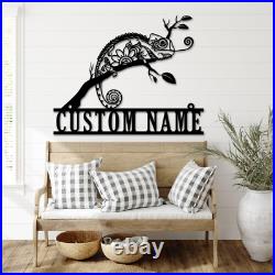 Custom Chameleon Metal Sign Personalized Chameleon Name Sign Home Decor Boy Girl