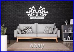 Custom Checkered Flag Racing Sign, Checkered Flag Monogram, Personalized Gift