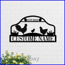 Custom Chicken Farm Metal Sign, Family Name Metal Sign for Farm House, Farm Coop