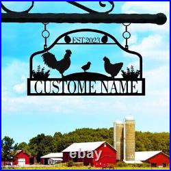 Custom Chicken Farm Metal Sign, Family Name Metal Sign for Farm House, Farm Coop