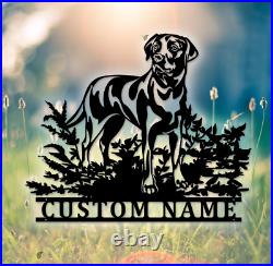 Custom Chocolate Labrador Metal Sign Personalized Lab Dog Name Sign Home Decor