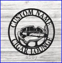 Custom Cigar Lounge Metal Wall Art, Home Decor Smoker, Man Cave Decoration