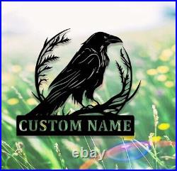 Custom Crow Metal Sign, Raven Sign, Personalized Black Crow Name Sign, Metal Crow