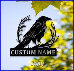 Custom Crow Metal Sign, Raven Sign, Personalized Black Crow Name Sign, Metal Crow