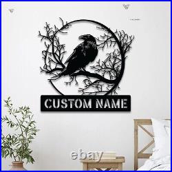 Custom Crow Metal Sign, Raven Sign, Personalized Black Crow Name Sign, Raven Decor