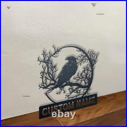 Custom Crow Metal Sign, Raven Sign, Personalized Black Crow Name Sign, Raven Decor