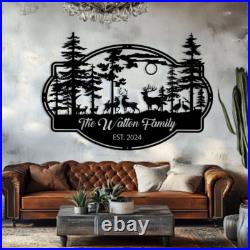 Custom Deer and Turkey Metal Wall Art, Deer Forest, Metal Name Signs Personalized Custom Deer and Turkey Metal Wall Art, Deer Forest, Metal Name Signs Personalized