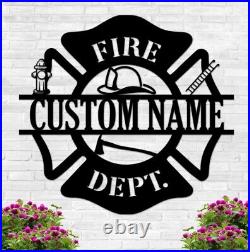 Custom Fire Dept Metal Sign, Fireman Metal Wall Art, Custom Firefighter Name Sign