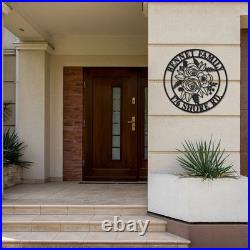 Custom Flowers Metal Sign w Name & Address