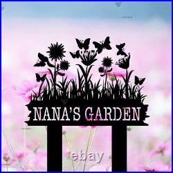 Custom Garden Metal Sign, Personalized Garden Name Sign, Flower Sign With Stakes