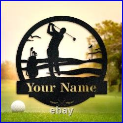 Custom Golf Monogram Metal Sign, Personalized Men's Golf Name Sign