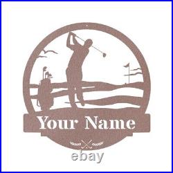 Custom Golf Monogram Metal Sign, Personalized Men's Golf Name Sign