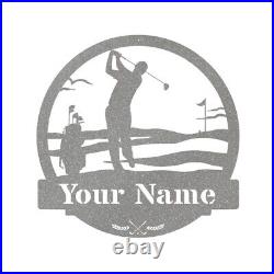 Custom Golf Monogram Metal Sign, Personalized Men's Golf Name Sign