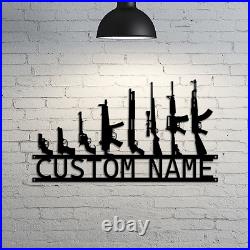 Custom Gun Metal Sign LED Light, Gun Metal Wall Art, Personalized Armory Sign