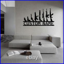 Custom Gun Metal Sign LED Light, Gun Metal Wall Art, Personalized Armory Sign