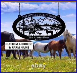 Custom Horses Metal Sign, Farmhouse Name Sign, Horse Ranch Sign, Horse Lover Gift