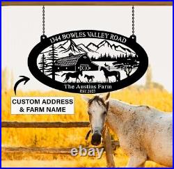 Custom Horses Metal Sign, Farmhouse Name Sign, Horse Ranch Sign, Horse Lover Gift
