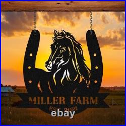 Custom Horseshoe Metal Sign, Personalized Horse Name Plate Sign, Horse Barn Decor