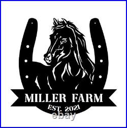 Custom Horseshoe Metal Sign, Personalized Horse Name Plate Sign, Horse Barn Decor