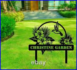 Custom Hummingbird Garden Sign, Gardening Sign, Gardener Gift, Personalized Garden