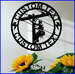 Custom Lineman Metal Sign, Electrical Worker Sign, Personalized Lineman Name Sign