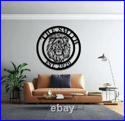 Custom Lion Metal Sign, Lion Head Metal Wall Art, Personalized Lion Name Sign