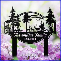 Custom Metal Deer Sign Outdoor Decor Deer Forest Personalized Metal Name Signs Custom Metal Deer Sign Outdoor Decor Deer Forest Personalized Metal Name Signs