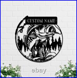 Custom Metal Fishing Sign, Personalized Fishing metal sign, Fish Metal Name Sign