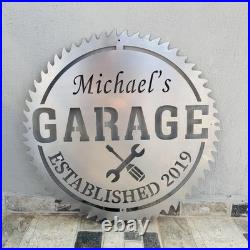 Custom Metal Garage Sign with Name Personalized Dad Workshop & Man Cave Decor