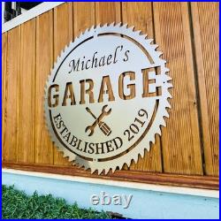 Custom Metal Garage Sign with Name Personalized Dad Workshop & Man Cave Decor