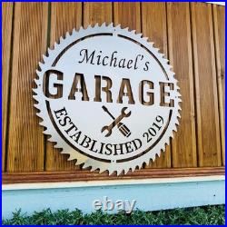 Custom Metal Garage Sign with Name Personalized Dad Workshop & Man Cave Decor