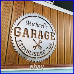 Custom Metal Garage Sign with Name Personalized Dad Workshop & Man Cave Decor