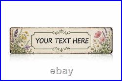 Custom Metal Garden Sign Personalized Floral Name Plate Vintage Wall Art Gift